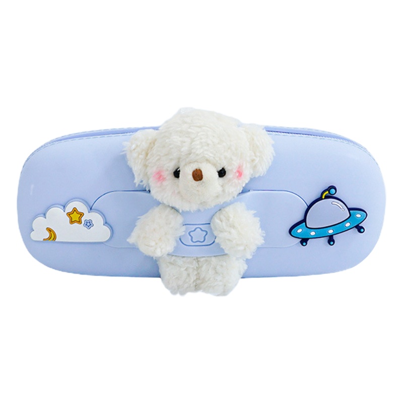 Bóp Viết Silicon Có Khóa Kéo Hình Gấu Bông Dễ Thương