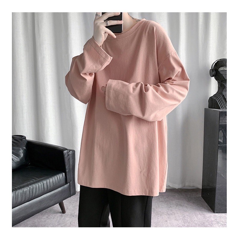 Áo phông trơn tay dài thun phom rộng dáng unisex nam nữ thu đông trend 2021 longsleeves | BigBuy360 - bigbuy360.vn
