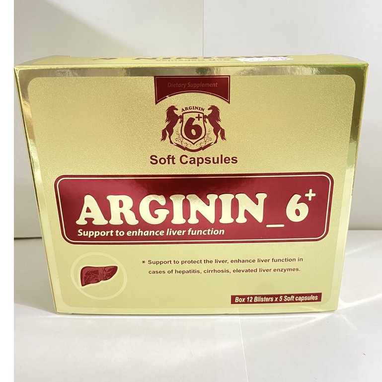 Arginin 6+ bồi bổ cơ thể, tăng cường chức năng gan - Hộp 12 vỉ x 5 viên