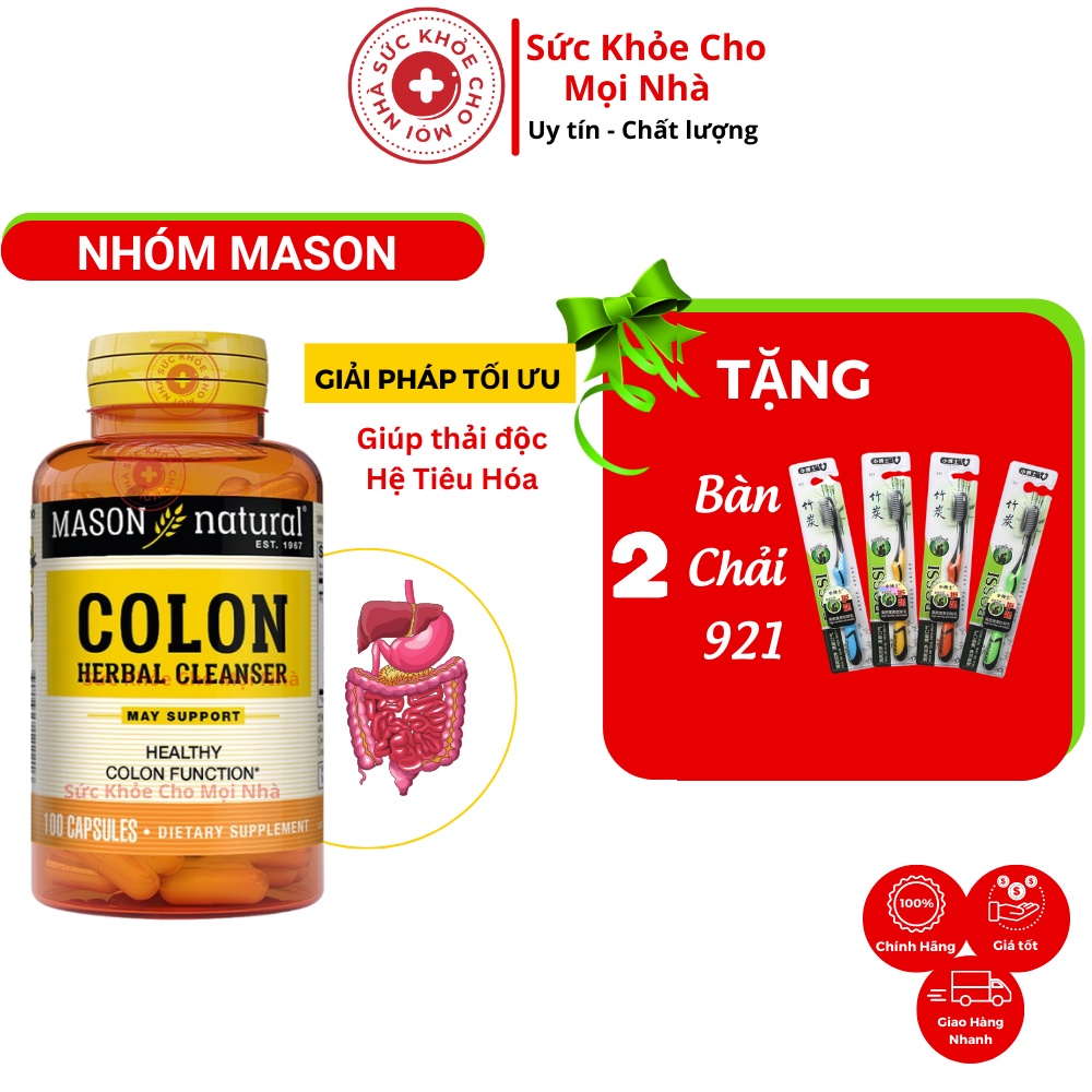Viên Uống MASON NATURAL Colon Herbal Cleanser Giúp Giảm Các Triệu Chứng Đại Tràng