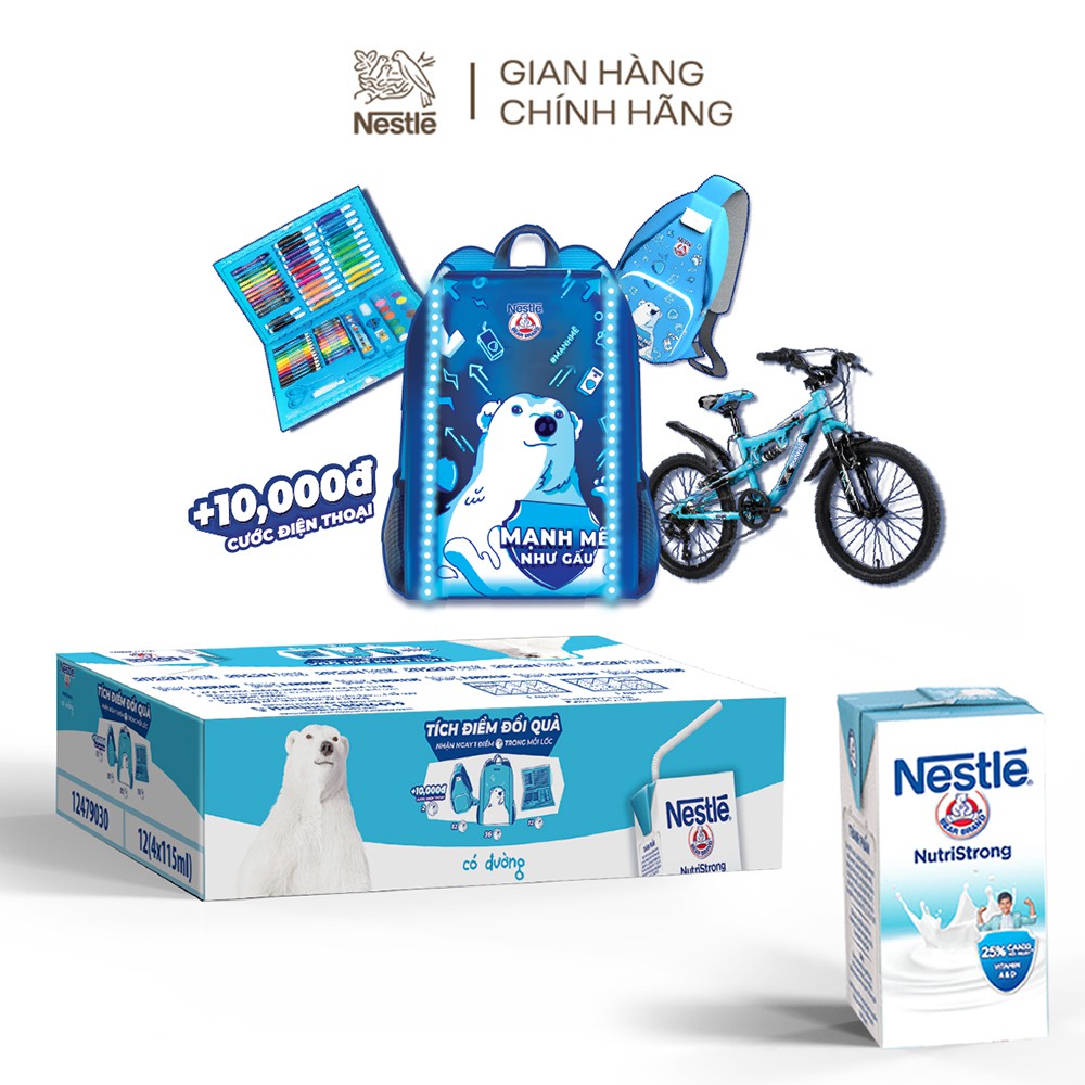 [CÀO TRÚNG THƯỞNG 100%] Thùng 48 hộp sữa Nestlé Gấu có đường (48x115ml)