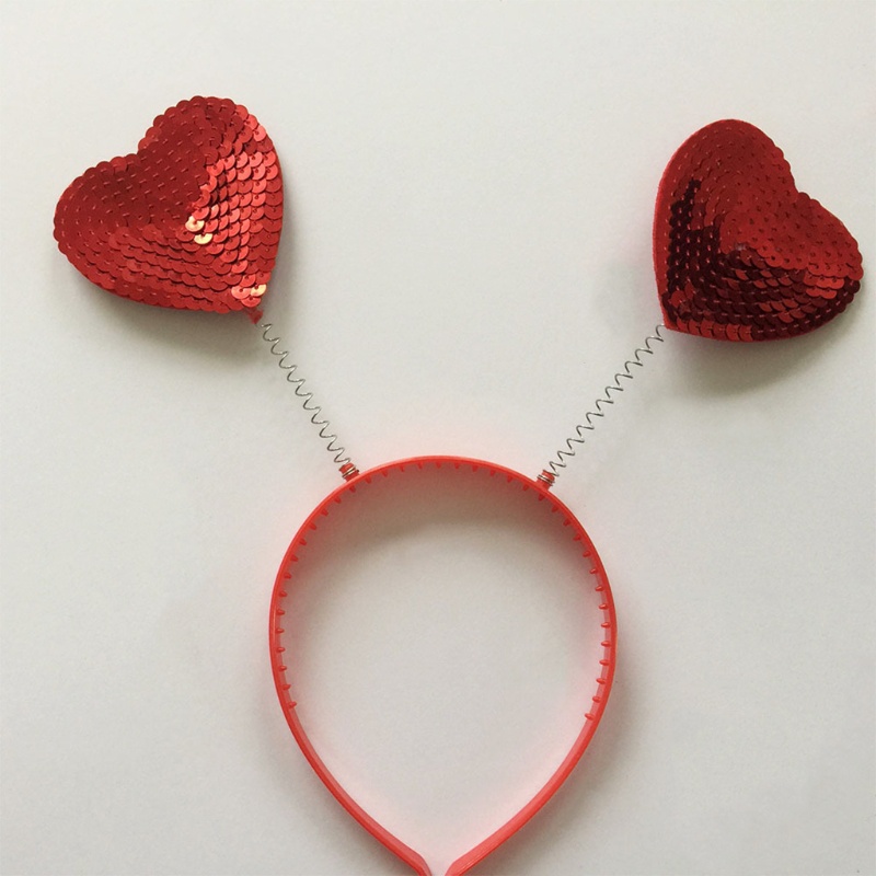 Flgo Băng Đô Cài Tóc Đính Kim Sa Hình Trái Tim Đỏ Cho Lễ Tình Nhân