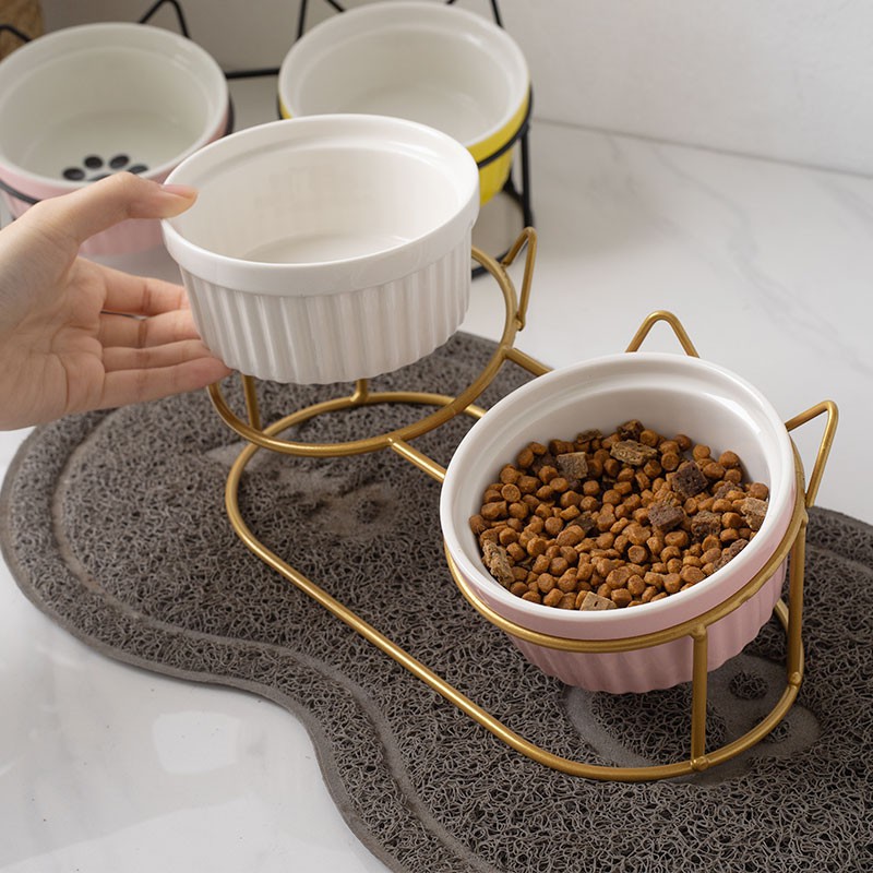 Bát ăn cho mèo chống gù lưng bằng sứ - chén ăn cho mèo
