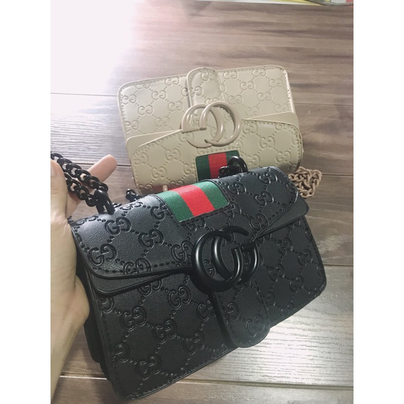 Túi xách nữ chất đẹp , túi đeo chéo GG chất đẹp phối kẻ - T281 | BigBuy360 - bigbuy360.vn