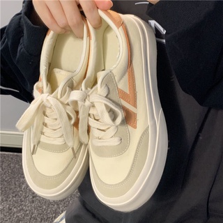 Giày bánh mì vải rỗng màu cam thời trang phong cách Hàn Quốc 2021 cho nữ sinh