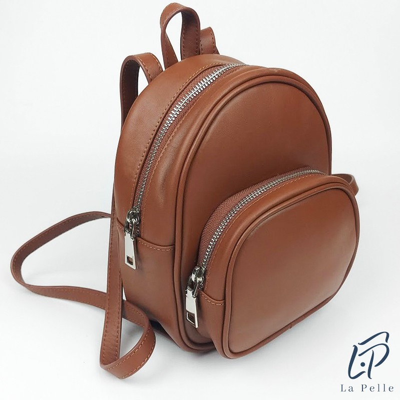 Balo nữ mini da bò thật cao cấp - Thiết kế bởi La Pelle tại Việt Nam - Màu nâu bò phiên bản 2020