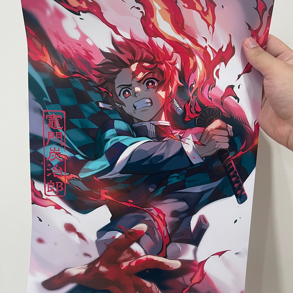 Tranh Dán Tường Áp Phích Anime Kimetsu No Yaiba Decal Poster Trang Trí Phòng Ngủ Phòng Làm Việc Khổ A3