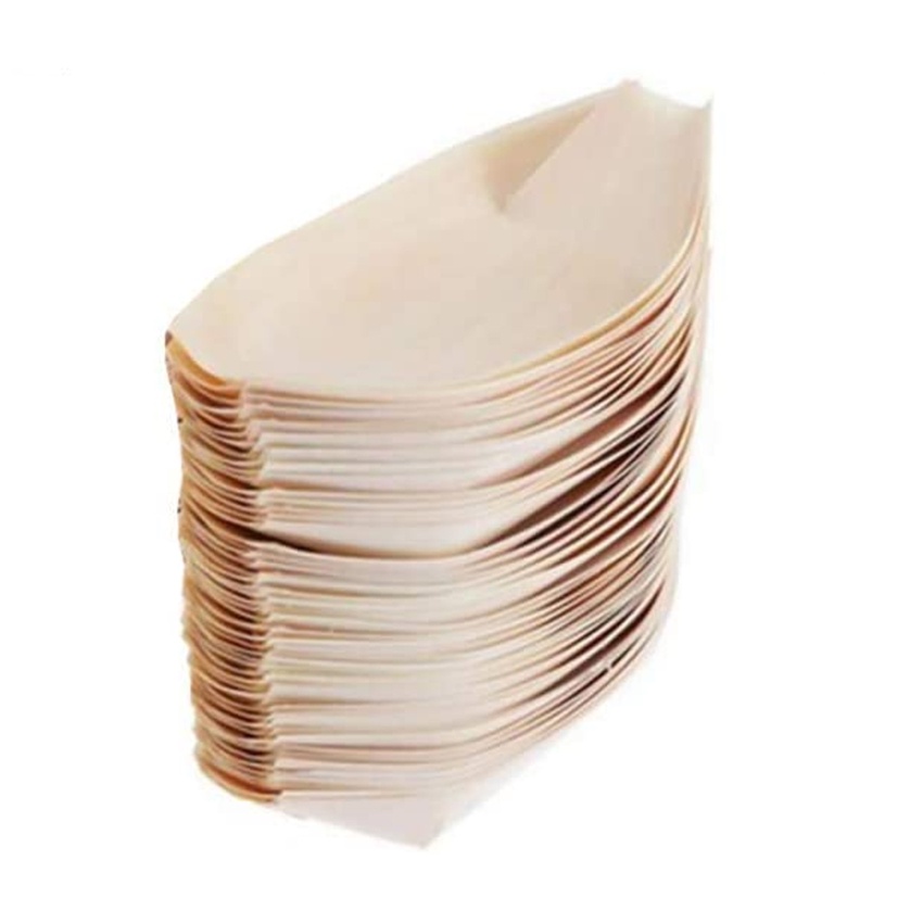 Set 100 Đĩa Gỗ Đựng Sushi / Snack / Kẹo / Món Tráng Miệng Dùng Một Lần Phong Cách Nhật Bản