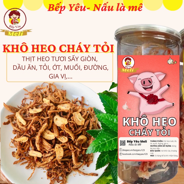 Khô heo khô lợn cháy tỏi 300gr (cay vừa) đồ ăn vặt Hà Nội Bếp Yêu Meli