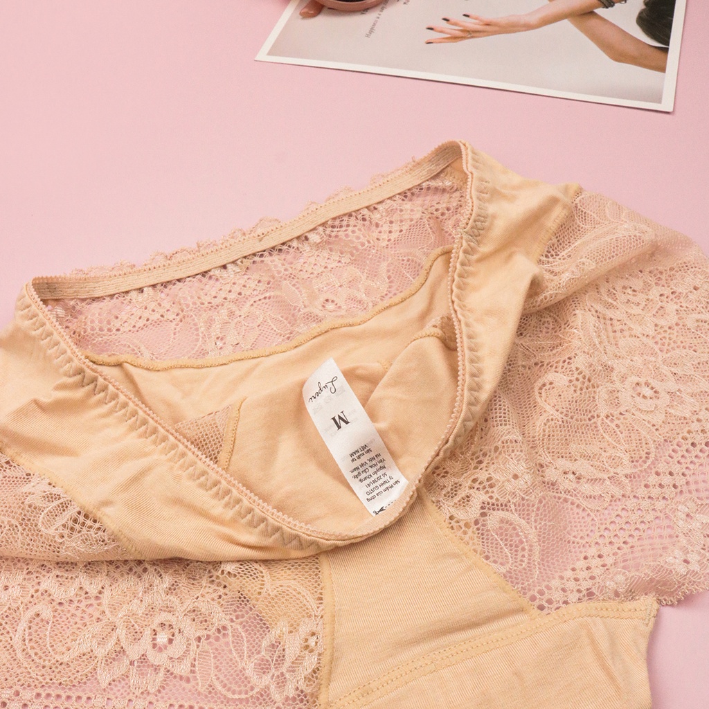 Quần Lót Nữ Cotton Phối Ren Cạp Cao Luperi Sp760 Dáng Hipster Mềm Mịn, Co Giãn, Không Lằn Mông, Kháng Khuẩn, Khử Mùi Tốt