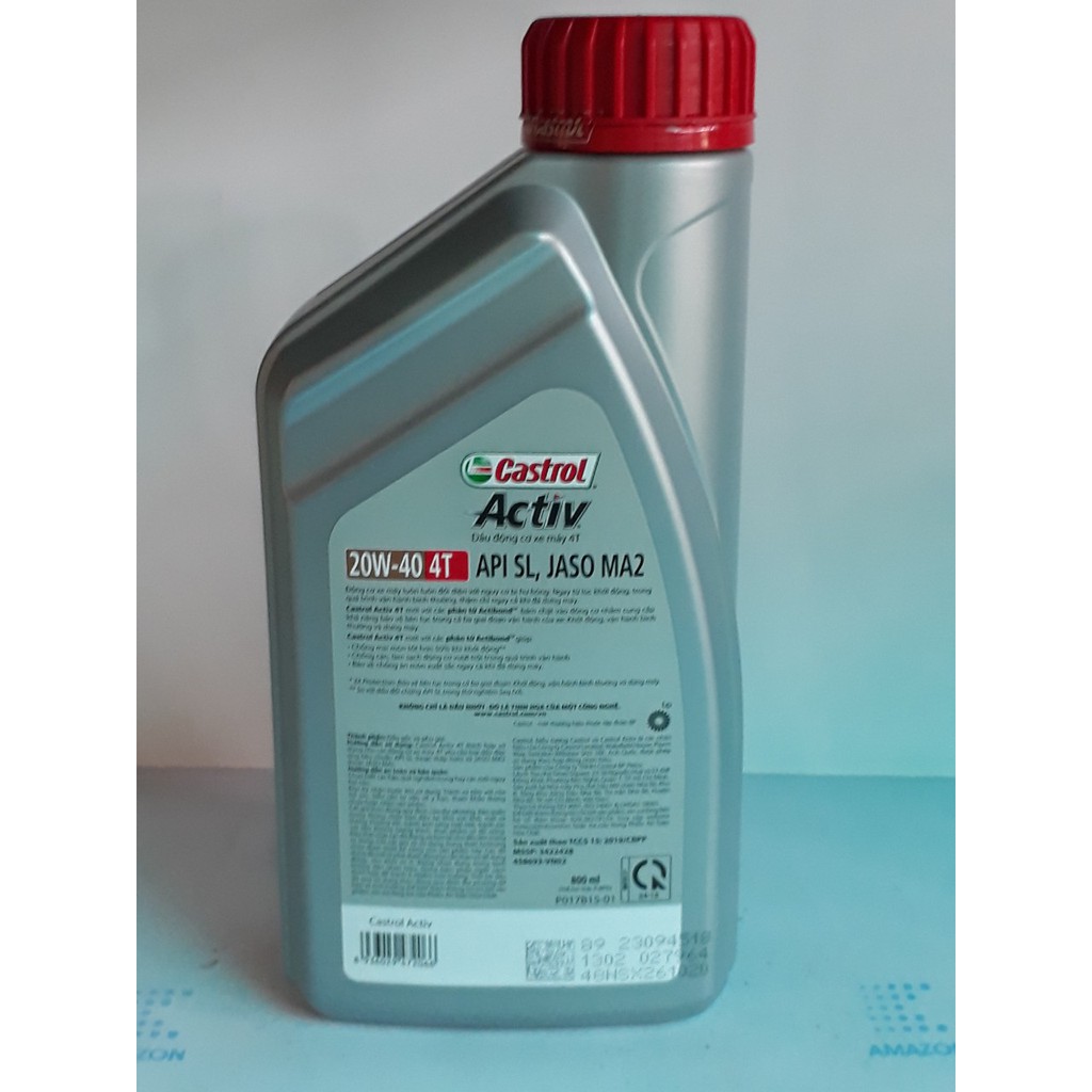 Nhớt xe số CASTROL 4T ACTIV 3X PROTECTION 20w50-20W40 0,8L, SEAL chống giả.