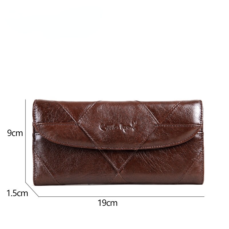 Ví Da Thật Dáng Dài Phong Cách Retro Cho Nữ