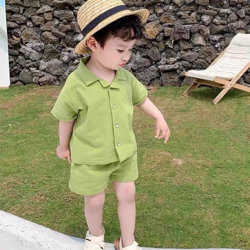 Bộ đũi trơn cổ vest cho bé