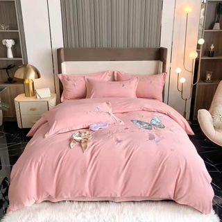 Bộ chăn ga gối Cotton hoạt tính cánh bướm thêu nhiều mầu
