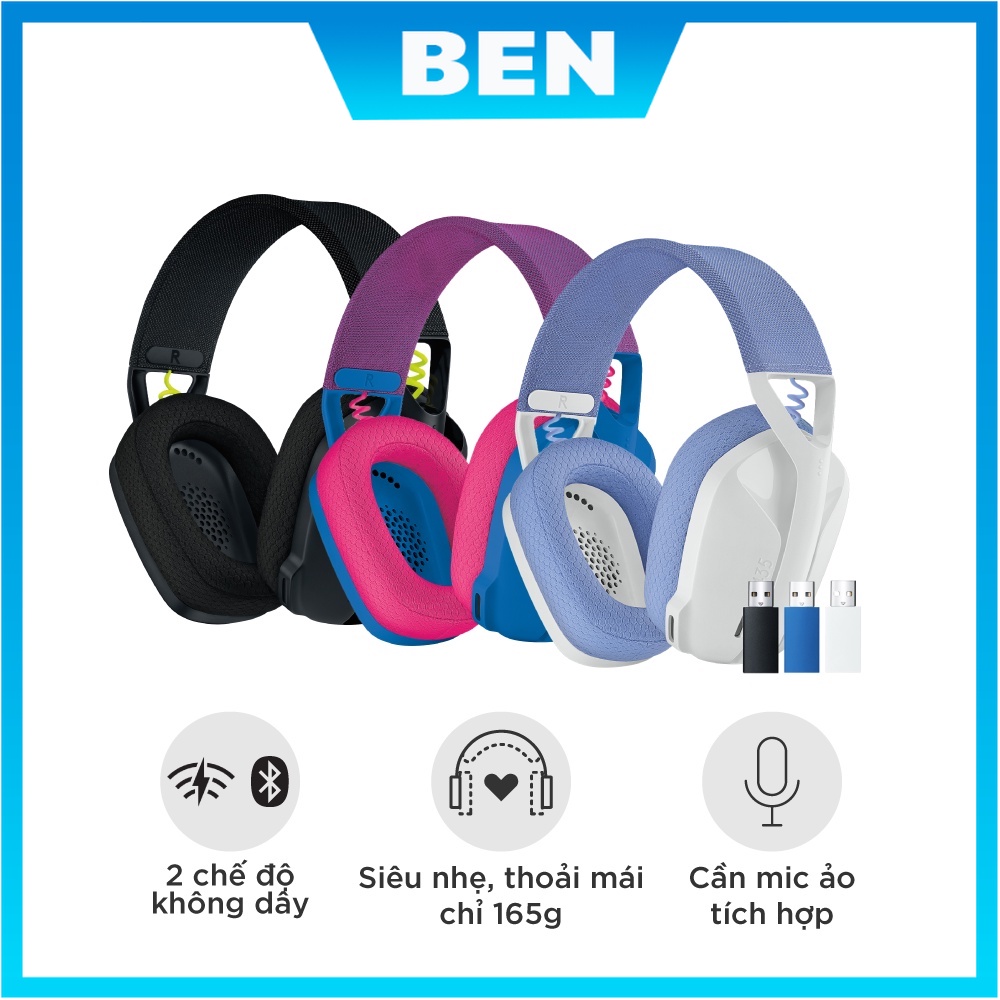 Tai nghe game không dây Bluetooth Logitech G435 – Mic ảo tích hợp, nhẹ, PC/ Mobile/ PS5