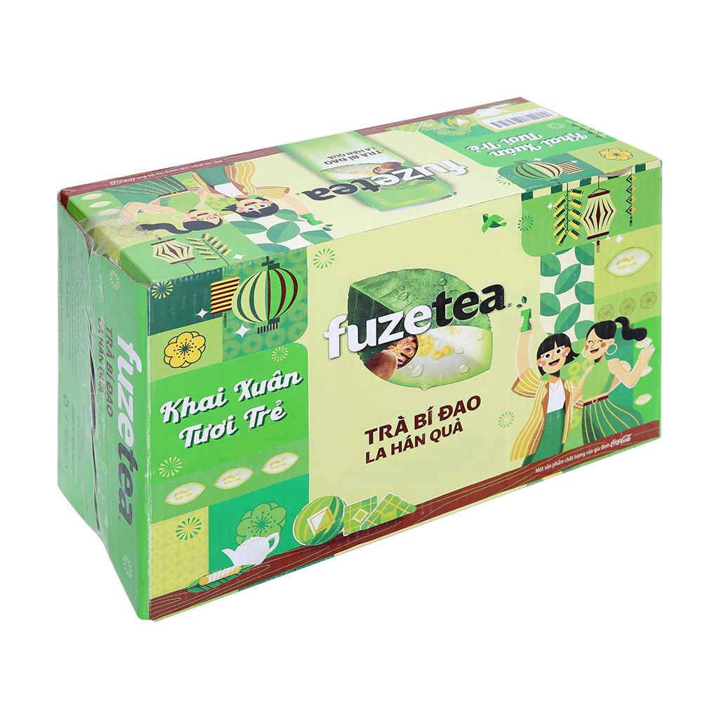 Thùng 24 lon trà bí đao Fuze Tea la hán quả 320ml