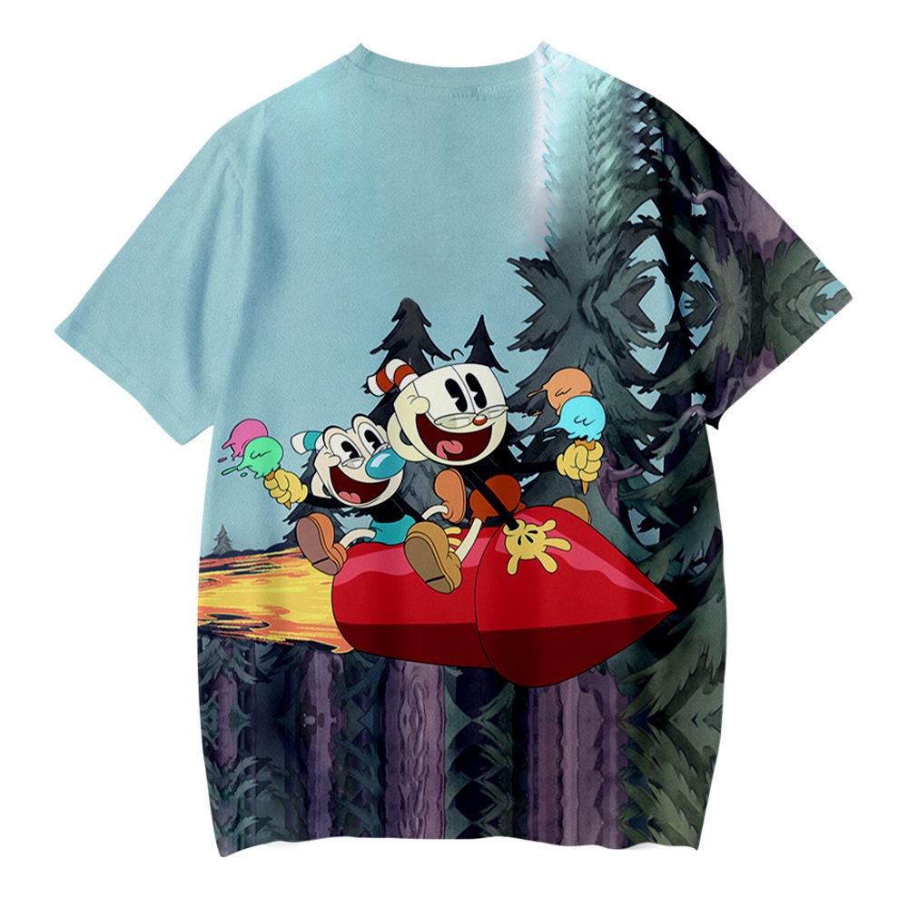 Áo Thun Ngắn Tay Dáng Rộng In Hình cuphead Phong Cách Âu Mỹ Giản Dị Dành Cho Trẻ Nhỏ Và Người Lớn