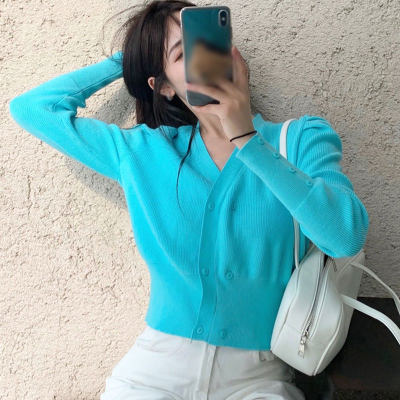 Áo Khoác Cardigan Dệt Kim Dáng Rộng Cổ Chữ V Thời Trang Thu Đông Cho Nữ
