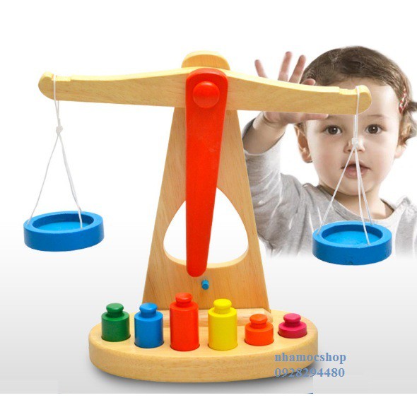 Đồ chơi gỗ bộ cân thăng bằng cho bé học cách so sánh