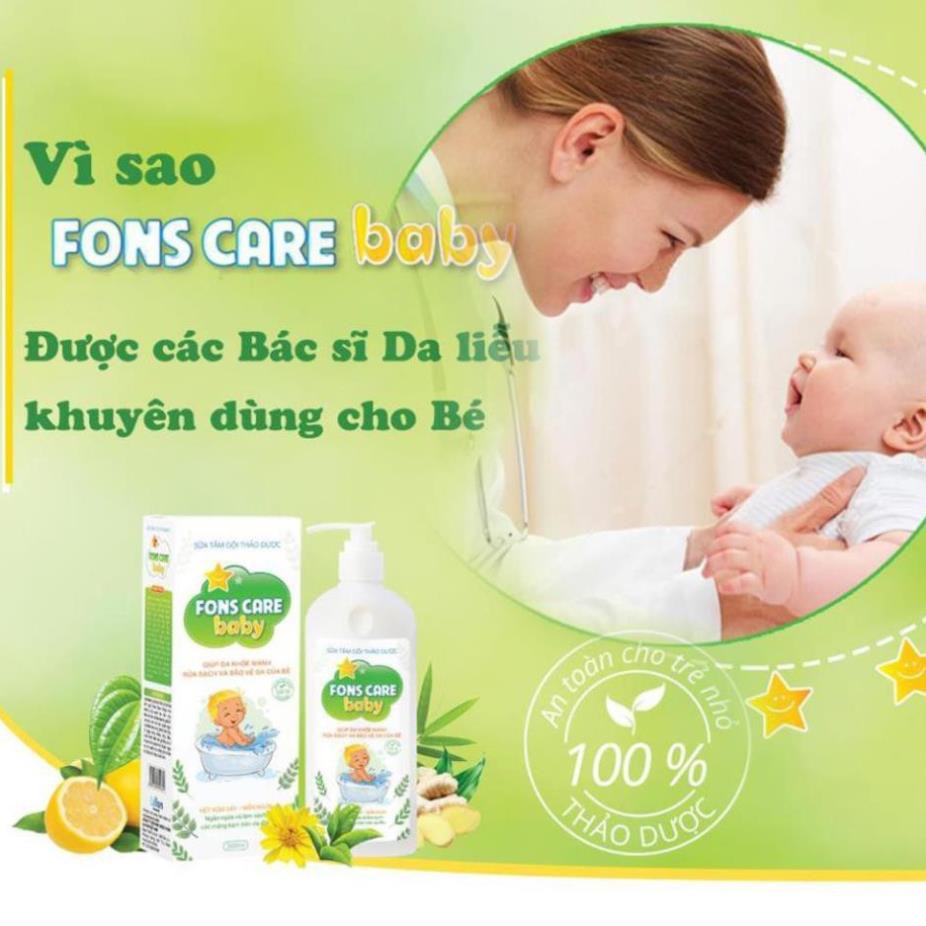 Sữa tắm gội em bé - Fons Care Baby - 100% Thảo dược thiên nhiên 👶 Sạch hết rôm, sảy, mẩn ngứa, hăm tã