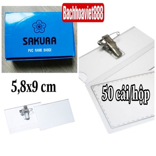 Thẻ cài ngực Sakura loại mỏng 5,5x9 cm, thẻ cài kim bấm thẻ hội nghị 50 cái/ hộp