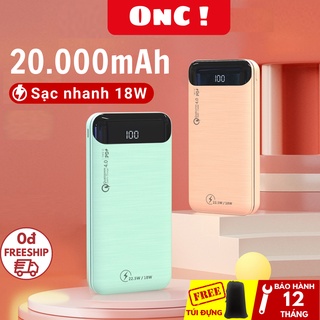 Sạc dự phòng 20000mAh sạc nhanh 18W QC3.0/PD mã ONC Flash Titan hiển thị LCD