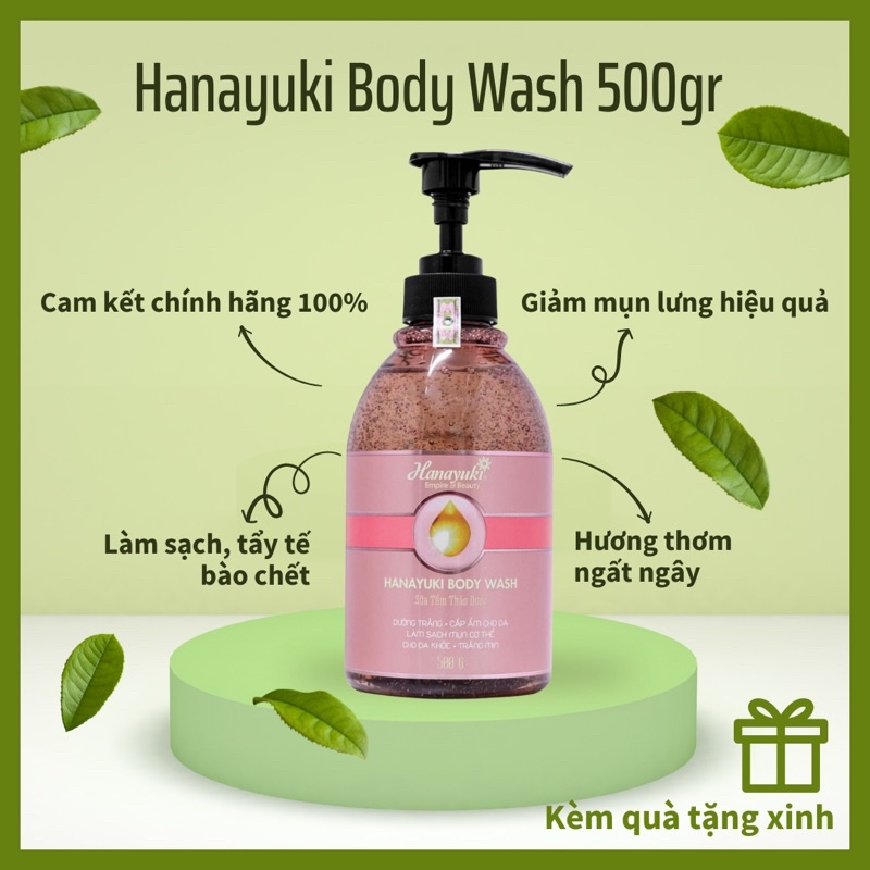 [HẾT MỤN LƯNG - THƠM LÂU] SỮA TẮM THẢO DƯỢC HANAYUKI 500gr DƯỠNG TRẮNG DA, SẠCH MỤN LƯNG HIỆU QUẢ, CHÍNH HÃNG 100%