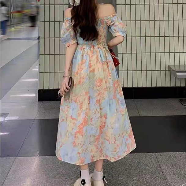 Đầm hoa Perty tay phồng thời trang mới mùa hè phong cách Hàn Quốc cho nữ