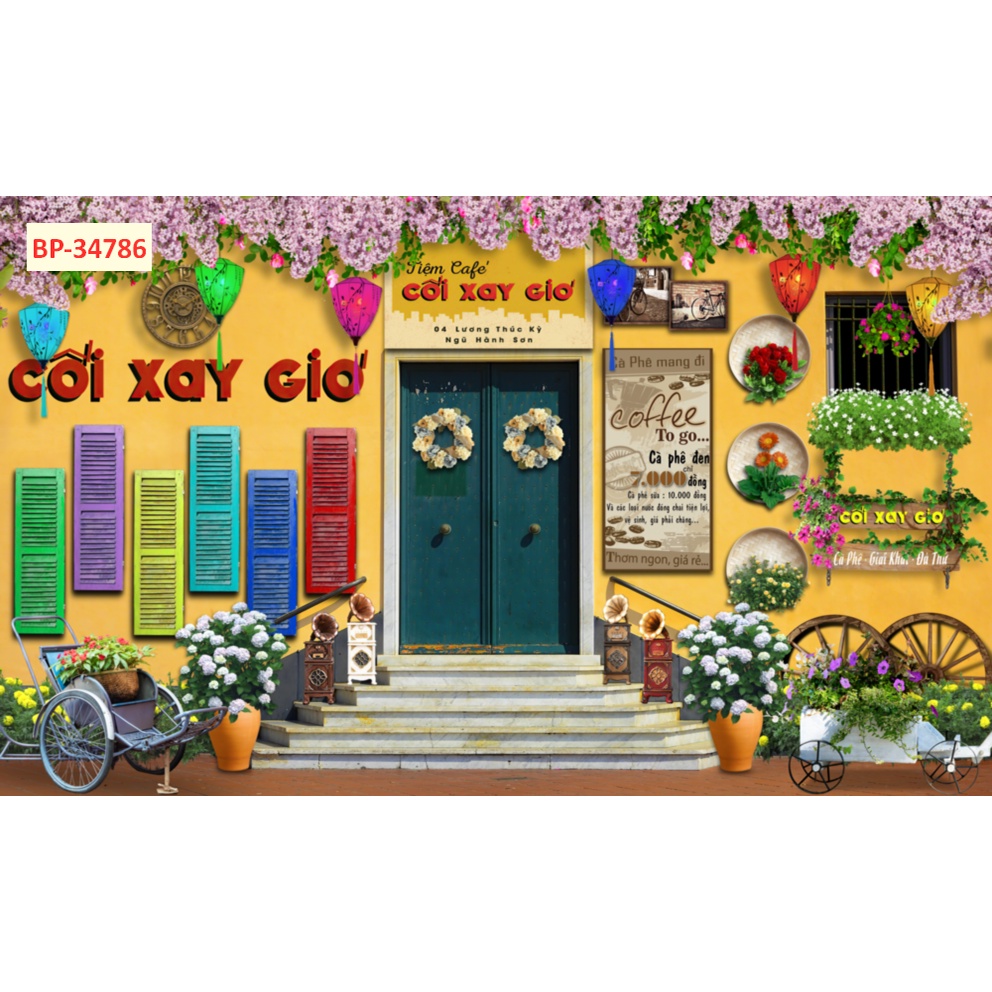 Tranh dán tường 3dcho quán cafe,nhà hàng