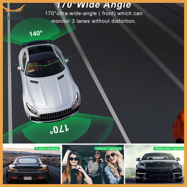 Camera Hành Trình Hai Ống Kính Kép Màn Hình Hd 3 inch Gắn Trước Và Sau Cho Xe Hơi