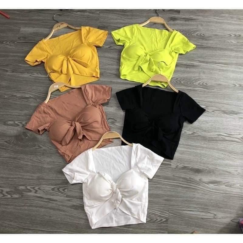 ÁO CROPTOP NỮ THUN BORIP NƠ TRƯỚC CÓ MOD N2