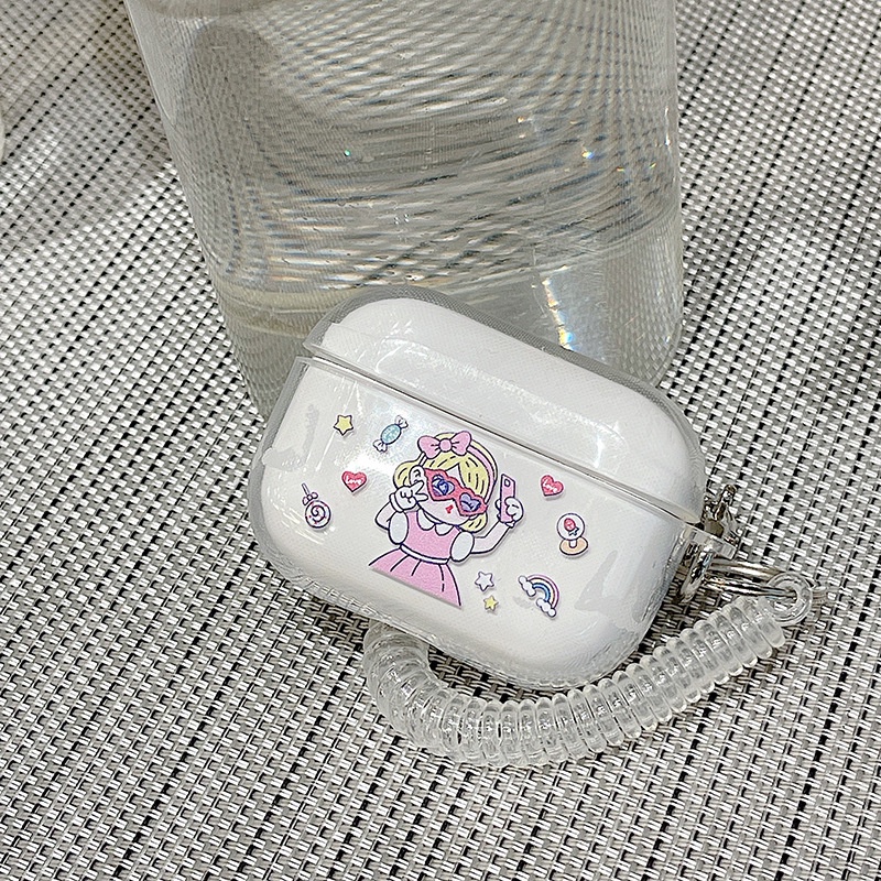 Vỏ Bảo Vệ Hộp Sạc Tai Nghe airpods 1 2 Pro 3rd Generation Pro 1/2 Trong Suốt Chống Sốc Họa Tiết Hoạt Hình Kèm Dây Đeo Kiểu Nhật Hàn