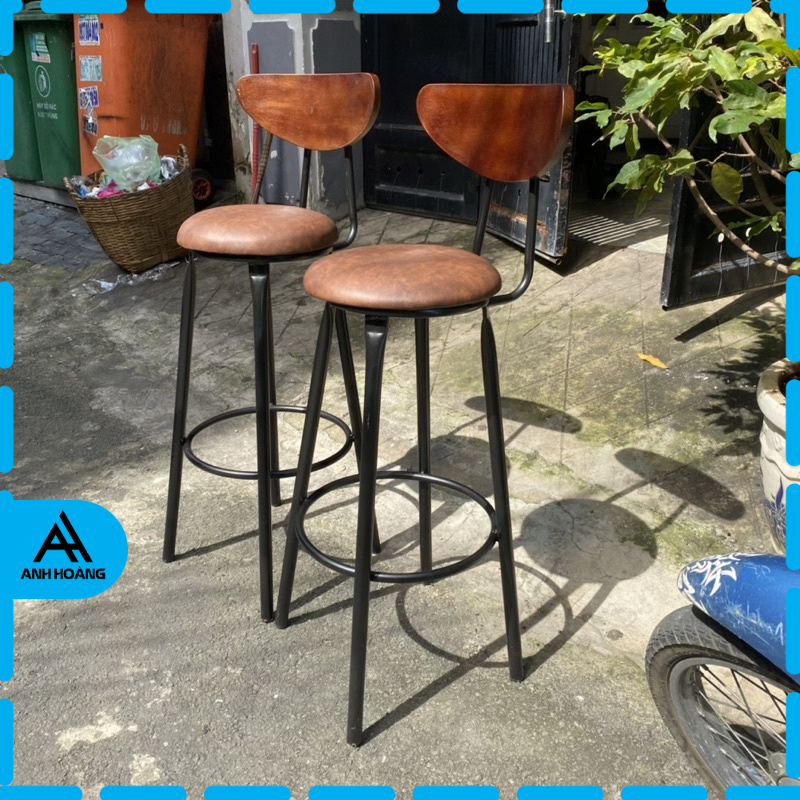 🔥 Ghế cao 75cm bọc nệm màu nâu mới 💯 dùng để ban công, cafe, đảo bếp