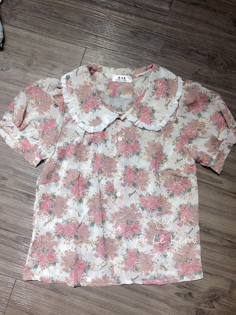 Áo voan hoa vintage cổ bèo xinh