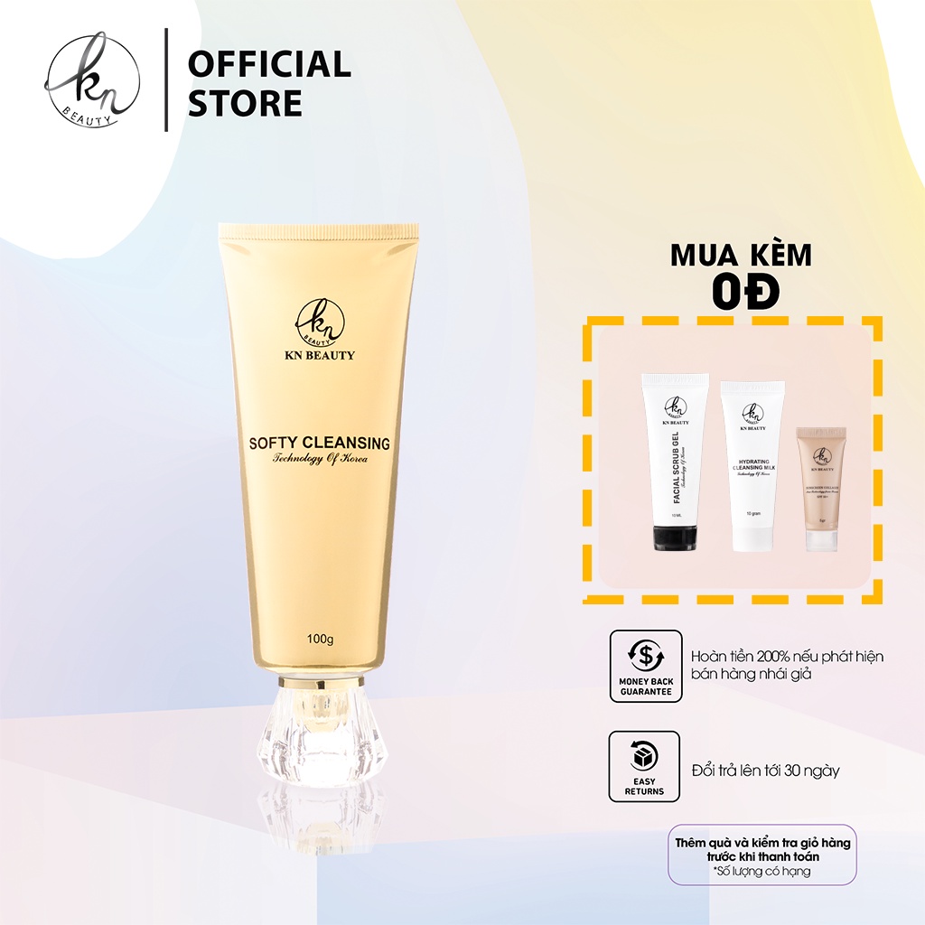 Sữa Rửa Mặt KN Beauty giữ ẩm cho da Softy Cleansing 100g tặng quà mini