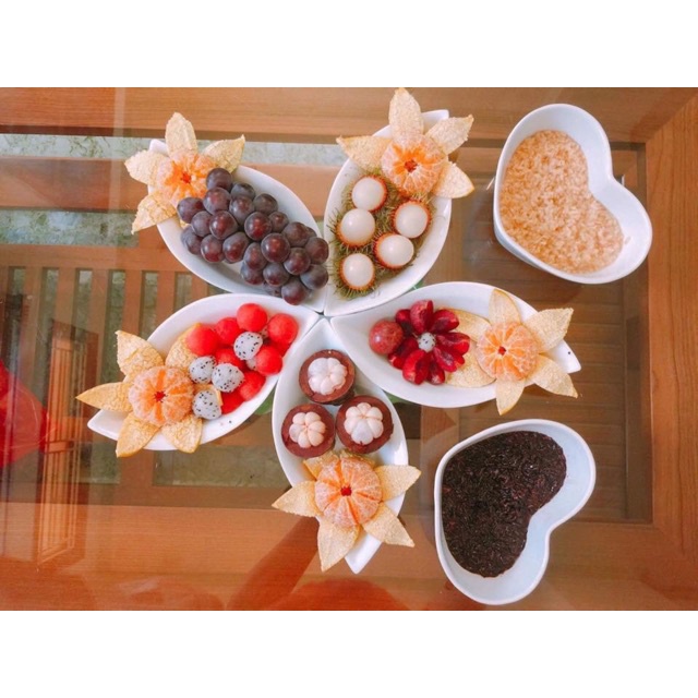 Set đĩa sứ Bát Tràng thuyền hoa kèm nhuỵ