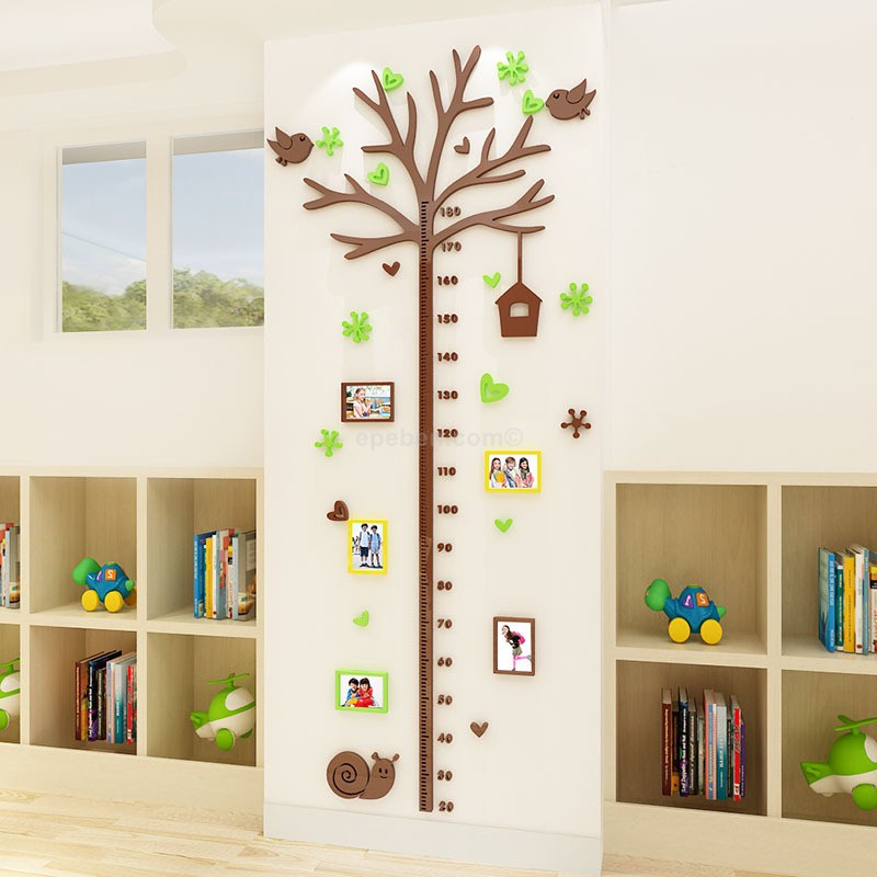 Thước đo chiều cao cho bé Cây Khung Ảnh Đo Chiều Cao Tranh dán tường mica 3d decor Nhiều Size - EPeBen