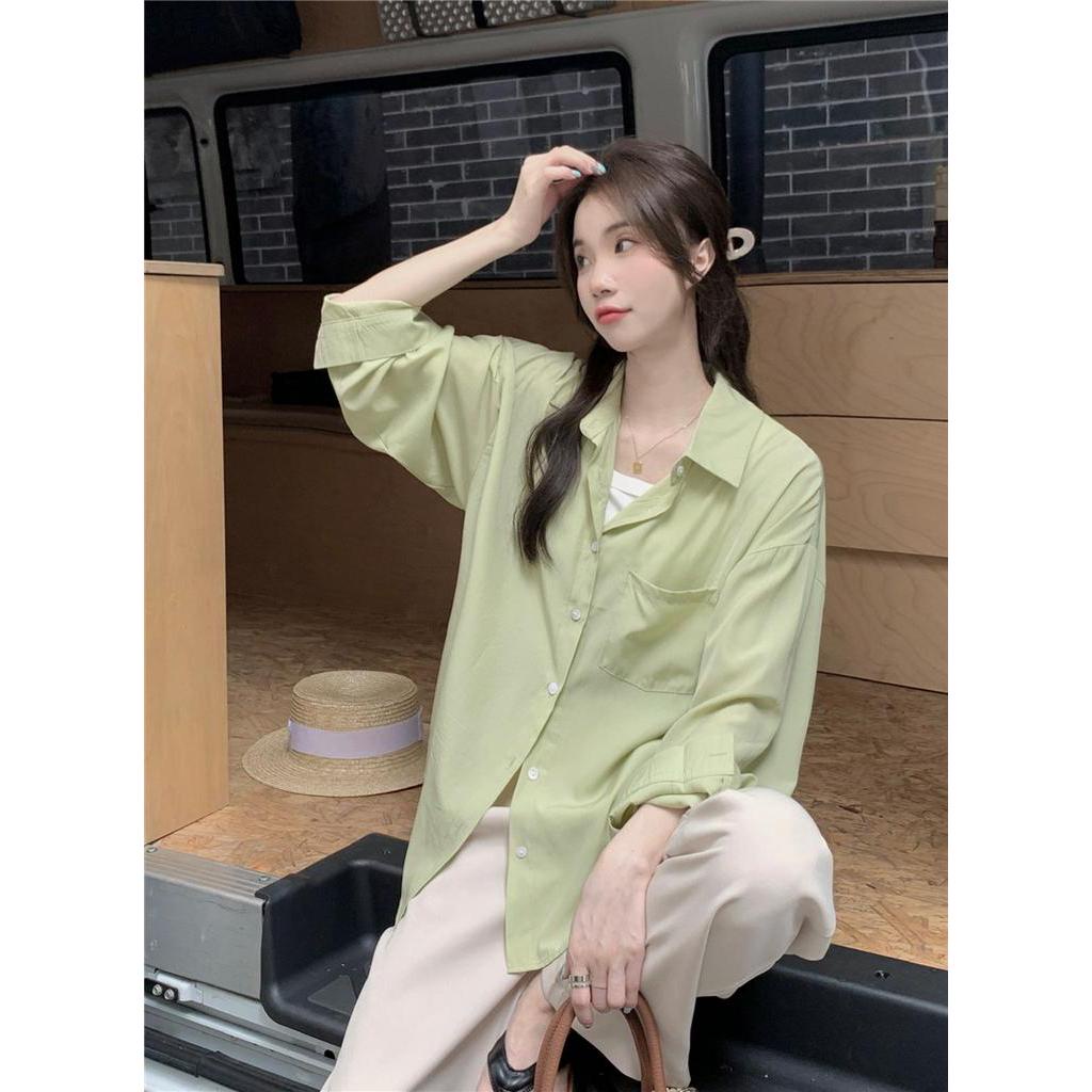 Áo Sơ Mi Mỏng Dài Tay Dáng Rộng Phong Cách Hàn Quốc Thời Trang Xuân Hè Sành Điệu 62459