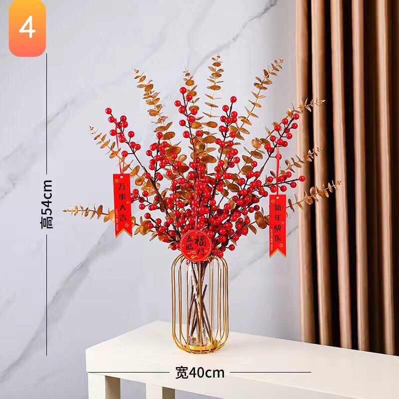 Bình Hoa Đào Đông Đỏ may mắn tài Lộc Tết 2024