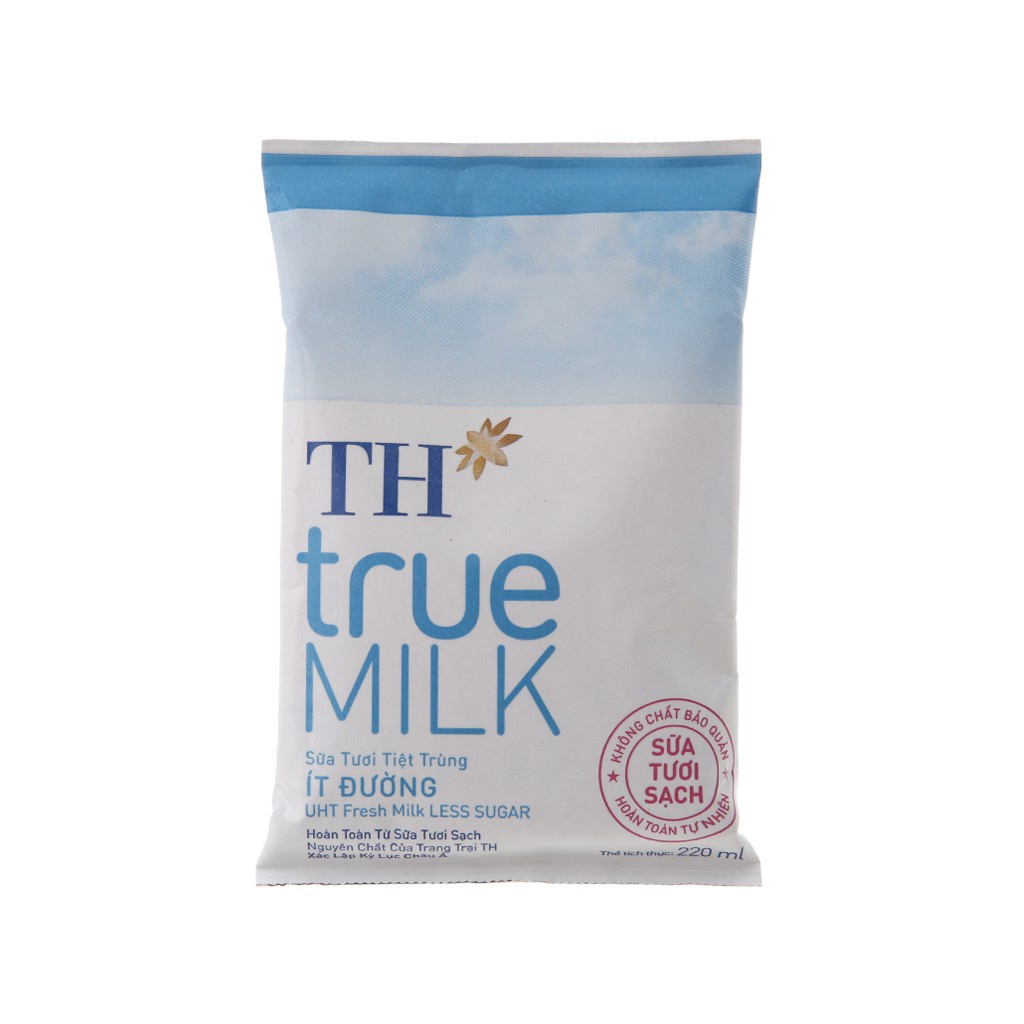 Thùng sữa bịch TH true milk Ít Đường/ Có Đường/ Không Đường 220ml
