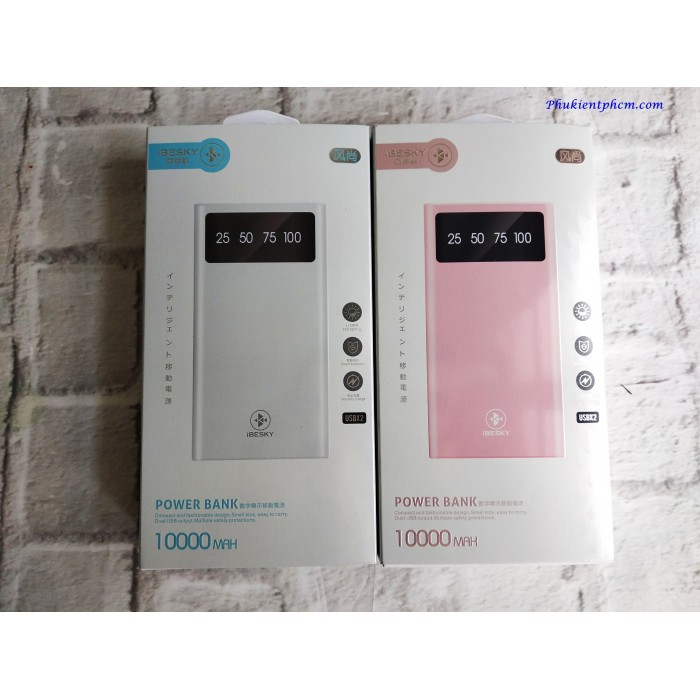 Pin Sạc dự phòng hiệu iBesky Fengshang 10.000 mAh có LCD