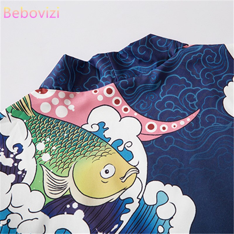 M-XXL Fashion Carp Ukiyo-e Summer Loose Japanese Streetwear Cardigan Women Men Harajuku Haori Kimono Cosplay Top Yukata