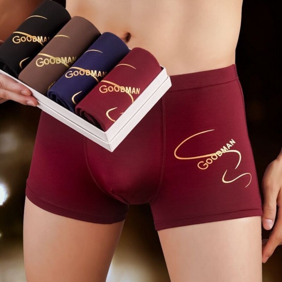 4 gói đồ lót nam, quần đùi nam thắt lưng, thoáng khí và thoải mái, boxer