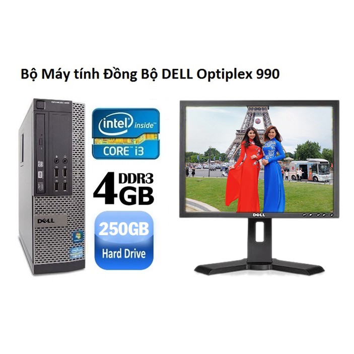 Máy tính bộ Dell optiplex 990 Core I3/RAM 4GB/250GB HDD/19 inch tình trạng máy 99%