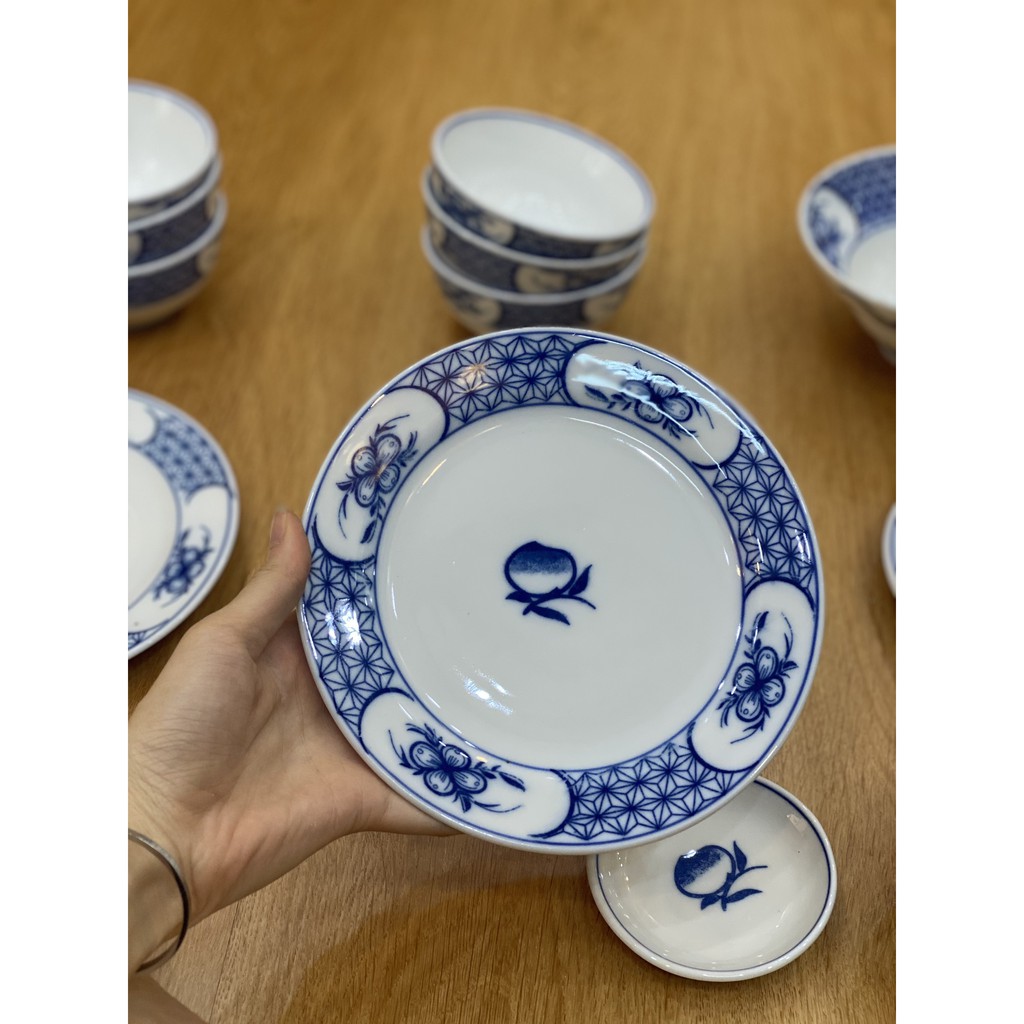 Set/bộ bát đĩa cúng vẽ hoa tranh