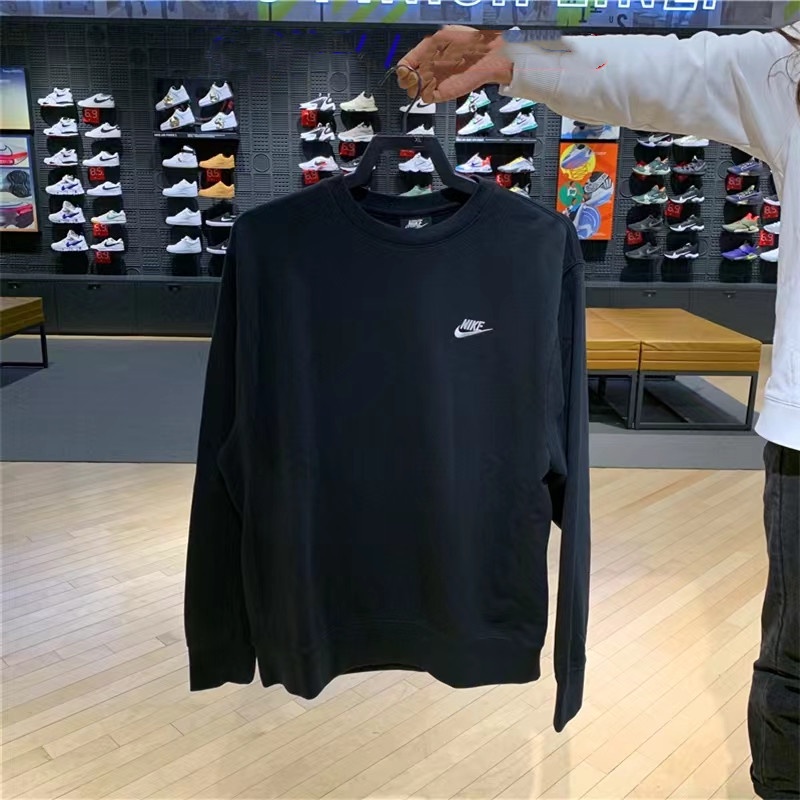 Áo Sweater Cotton Màu Đen Thêu Logo Thời Trang Thể Thao Cho Cặp Đôi