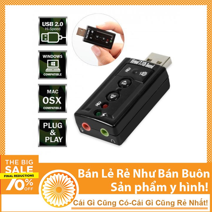 USB Ra Sound Âm Thanh 3D 7.1 (Đen)