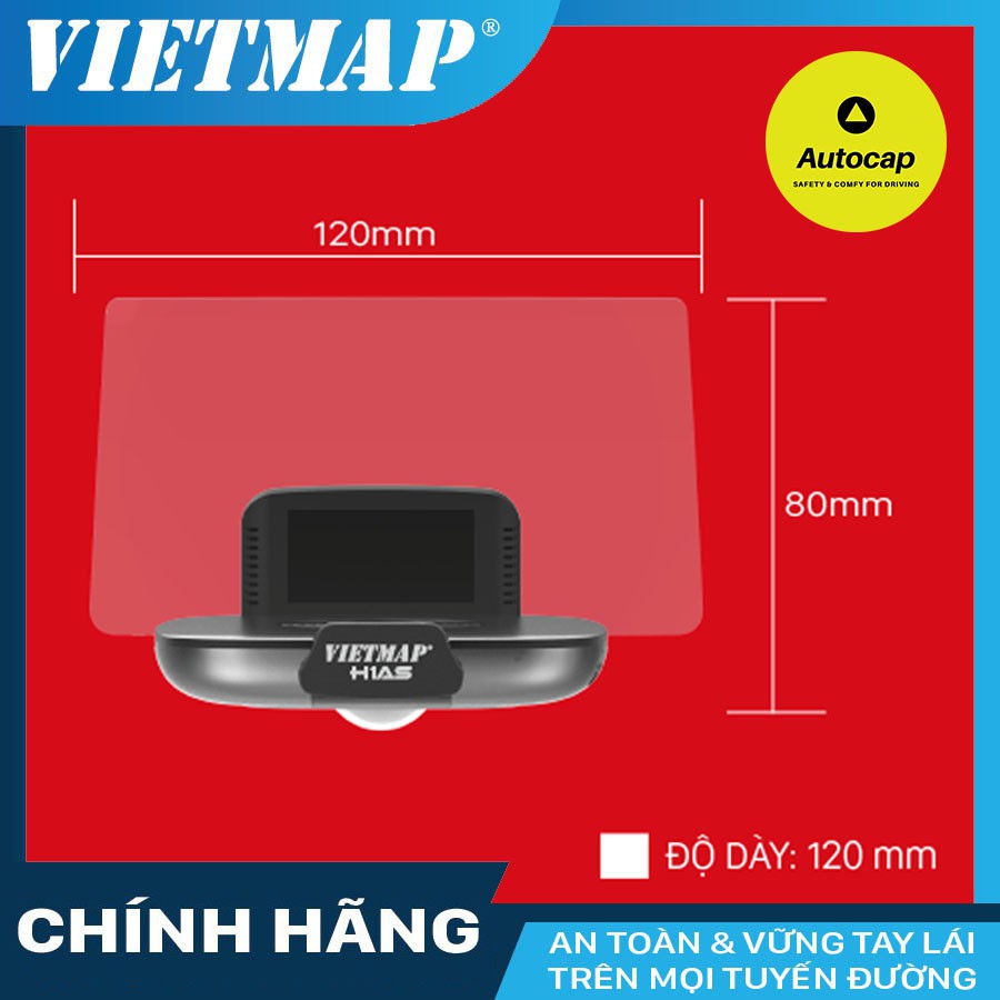 VIETMAP HUD H1AS Màn Hình Hiển Thị Thông Tin Xe Hơi có Cảnh báo thông tin giao thông dẫn đường và theo dõi áp suất lốp