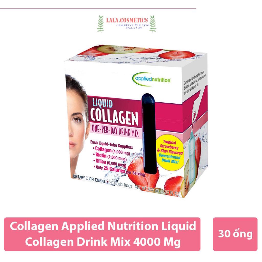 Nước liquid collagen biotin 4000 mcg hộp 30 ống vị dâu kiwi từ mỹ - trẻ hóa da, căng da