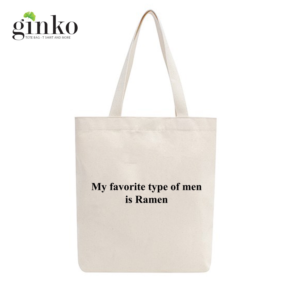 Túi Tote Vải Mộc GINKO Dây Kéo In Quote (nhiều mẫu)